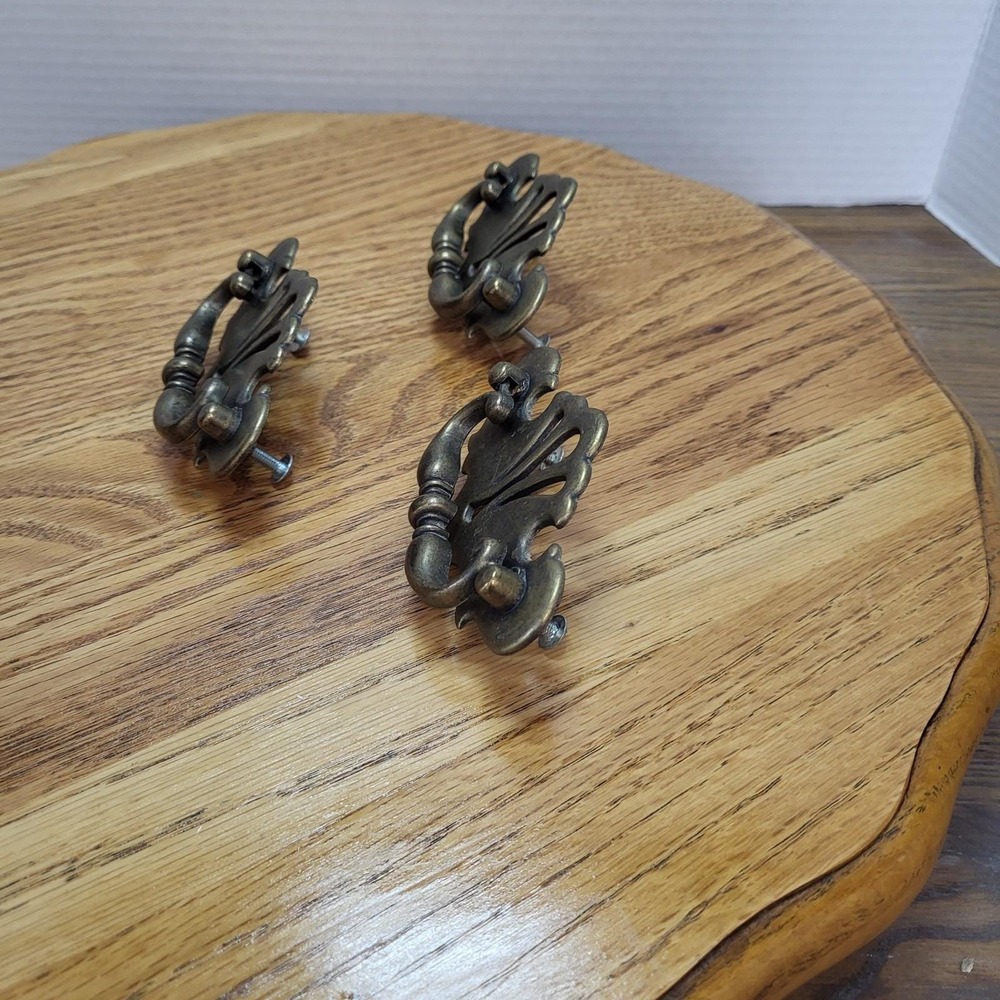 VTG Set Of 3 Brass Drop Bail Drawer Pull Cont B BFC 20611 Handle Hardware - Picture 2 of 8